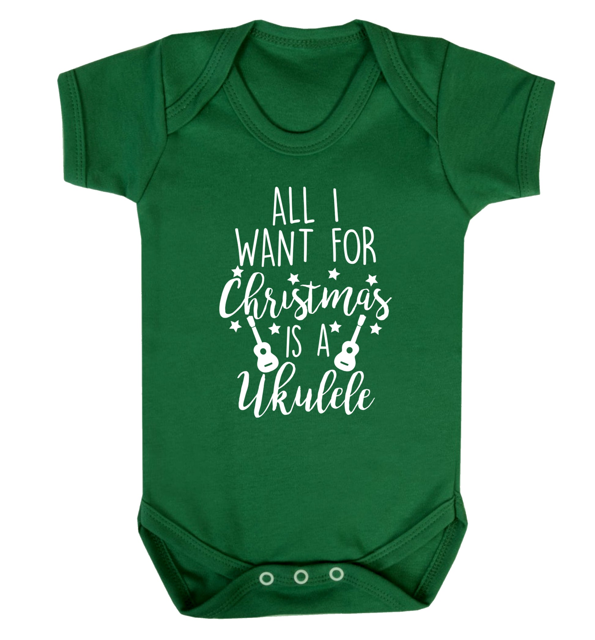 All I want for christmas is a ukulele Baby Vest green 18-24 months