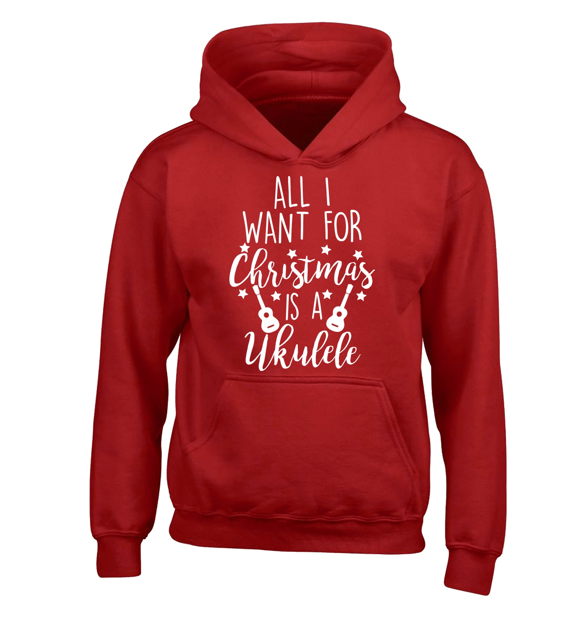 All I want for christmas is a ukulele children's red hoodie 12-14 Years