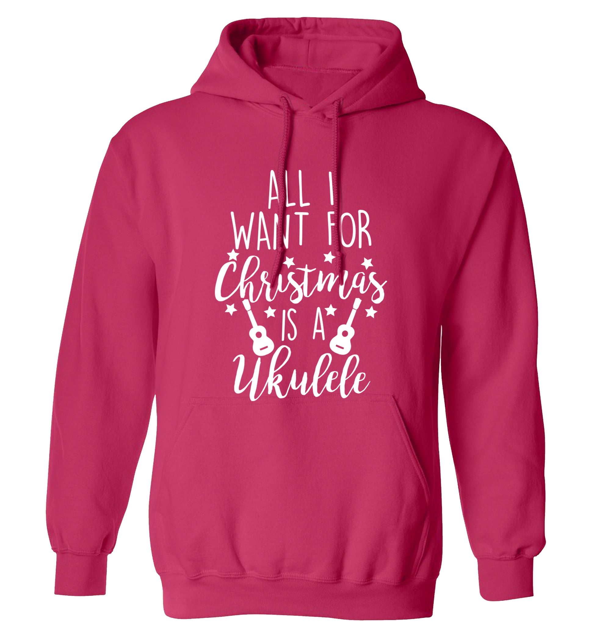 All I want for christmas is a ukulele adults unisex pink hoodie 2XL