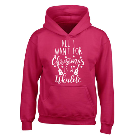 All I want for christmas is a ukulele children's pink hoodie 12-14 Years