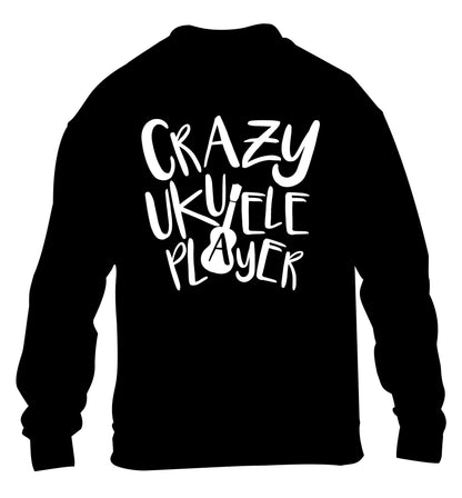 Crazy ukulele player children's black sweater 12-14 Years