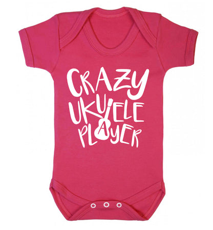 Crazy ukulele player Baby Vest dark pink 18-24 months