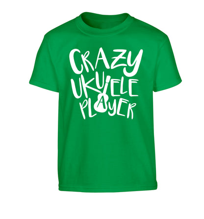Crazy ukulele player Children's green Tshirt 12-14 Years