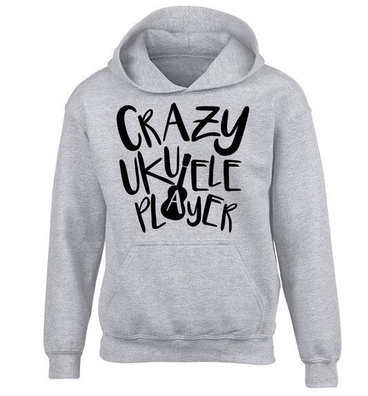 Crazy ukulele player children's grey hoodie 12-14 Years