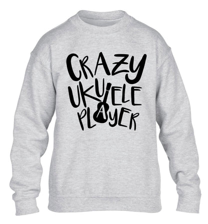 Crazy ukulele player children's grey sweater 12-14 Years