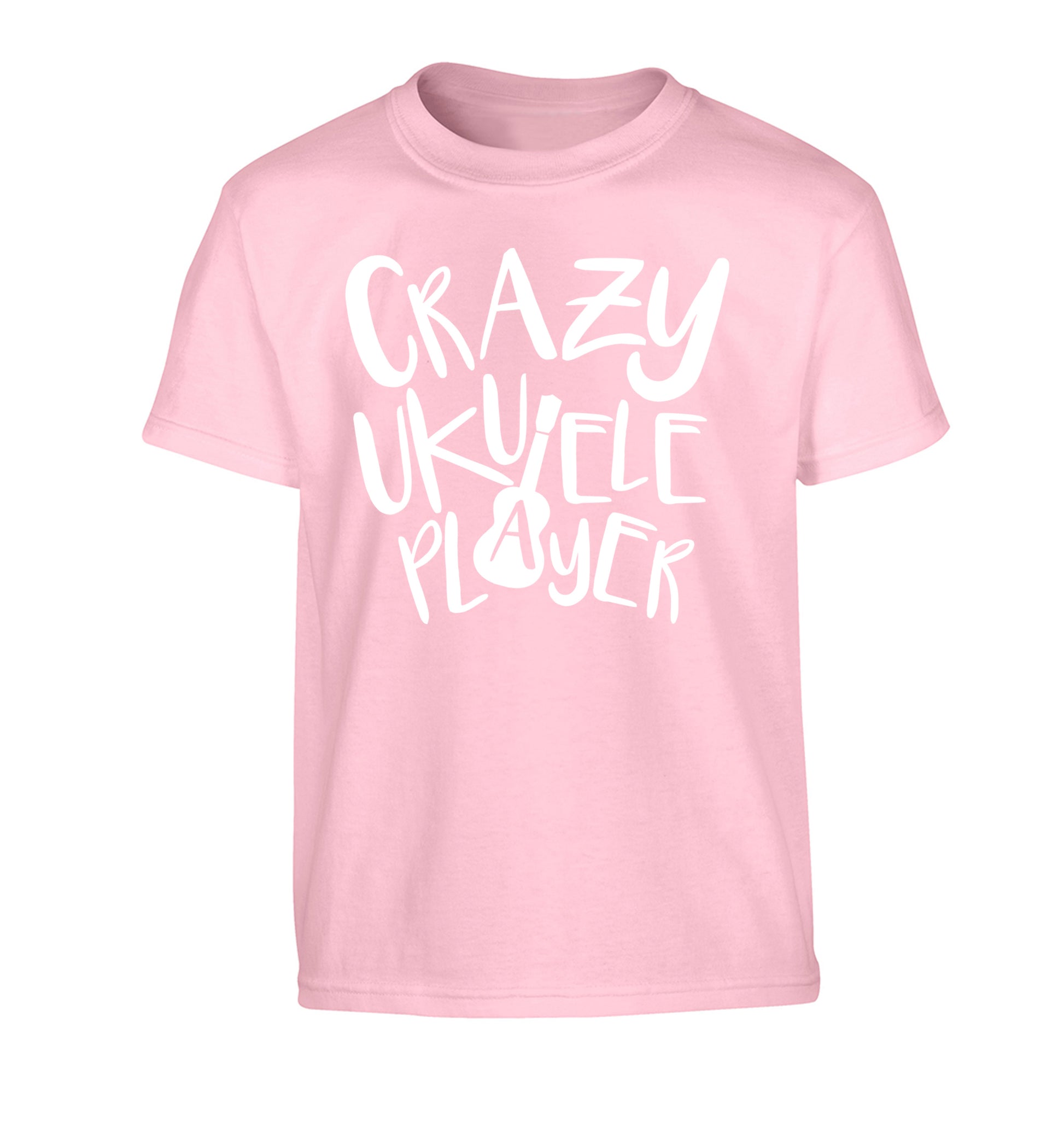 Crazy ukulele player Children's light pink Tshirt 12-14 Years