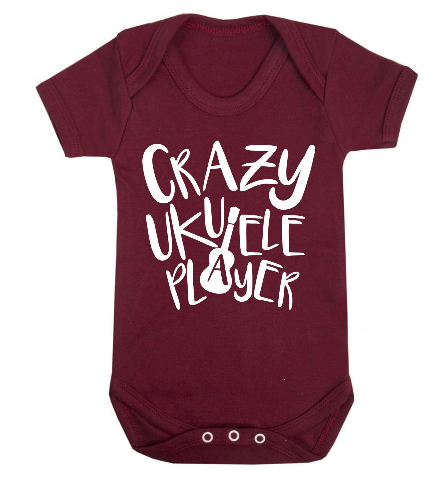 Crazy ukulele player Baby Vest maroon 18-24 months