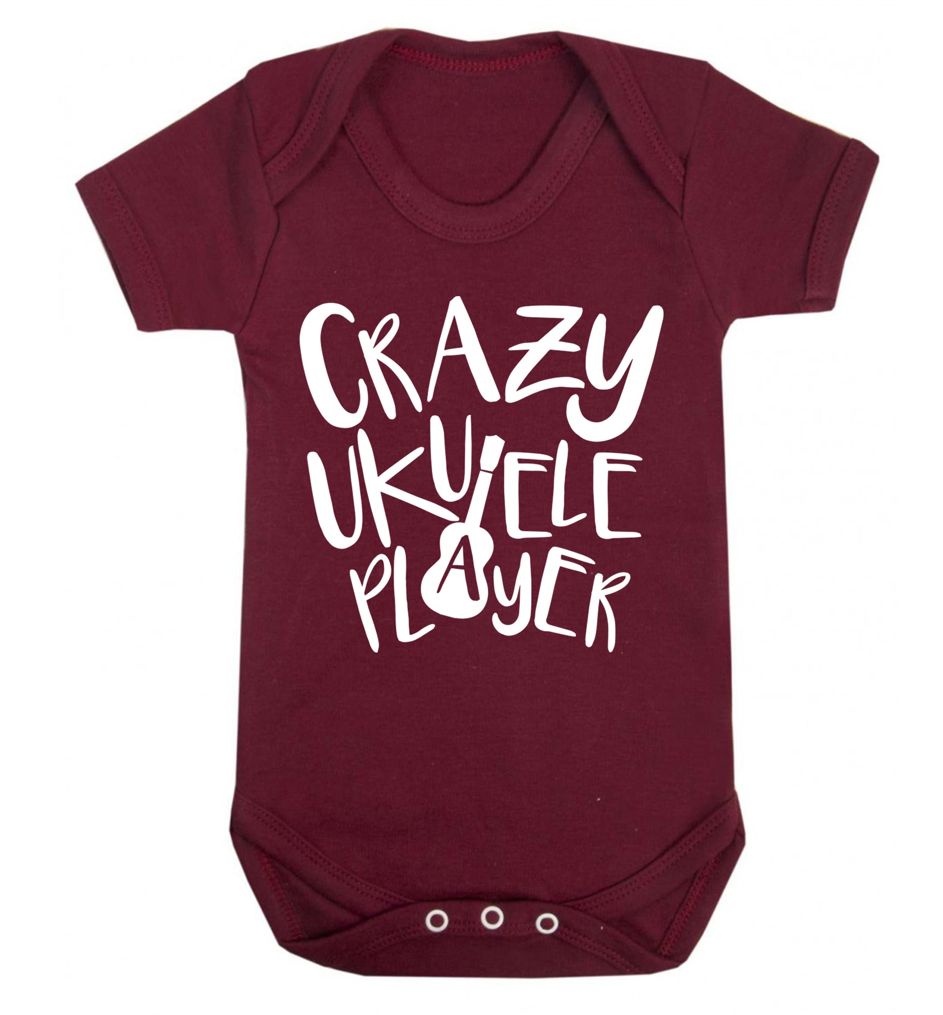 Crazy ukulele player Baby Vest maroon 18-24 months