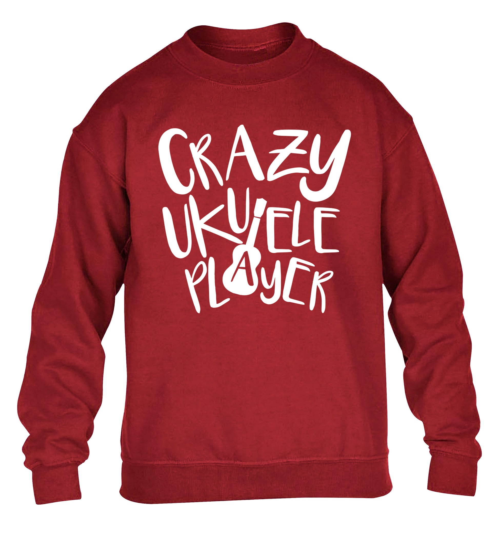 Crazy ukulele player children's grey sweater 12-14 Years