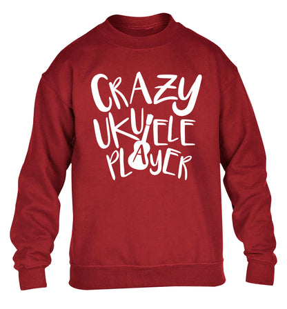 Crazy ukulele player children's grey sweater 12-14 Years