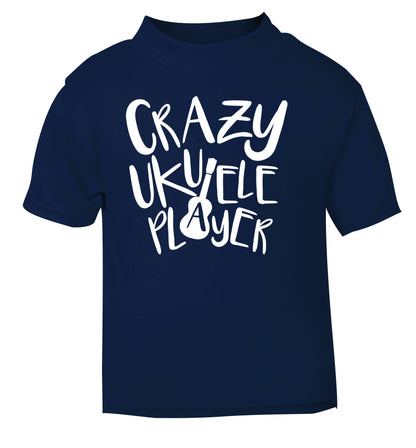 Crazy ukulele player navy Baby Toddler Tshirt 2 Years