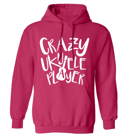 Crazy ukulele player adults unisex pink hoodie 2XL