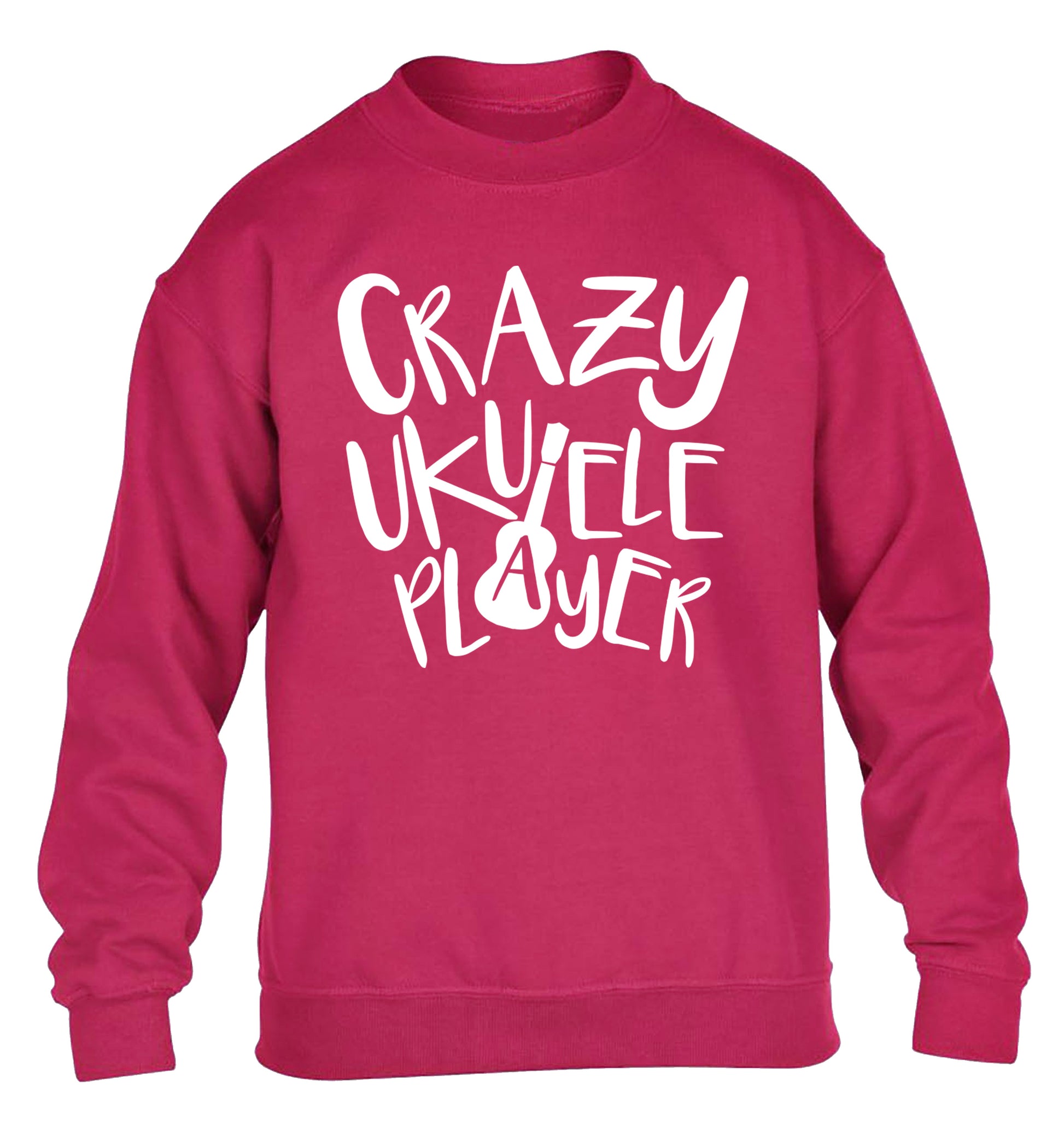 Crazy ukulele player children's pink sweater 12-14 Years