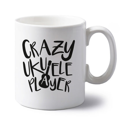 Crazy ukulele player left handed white ceramic mug 