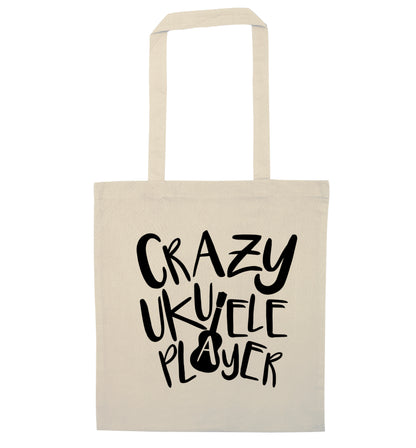 Crazy ukulele player natural tote bag