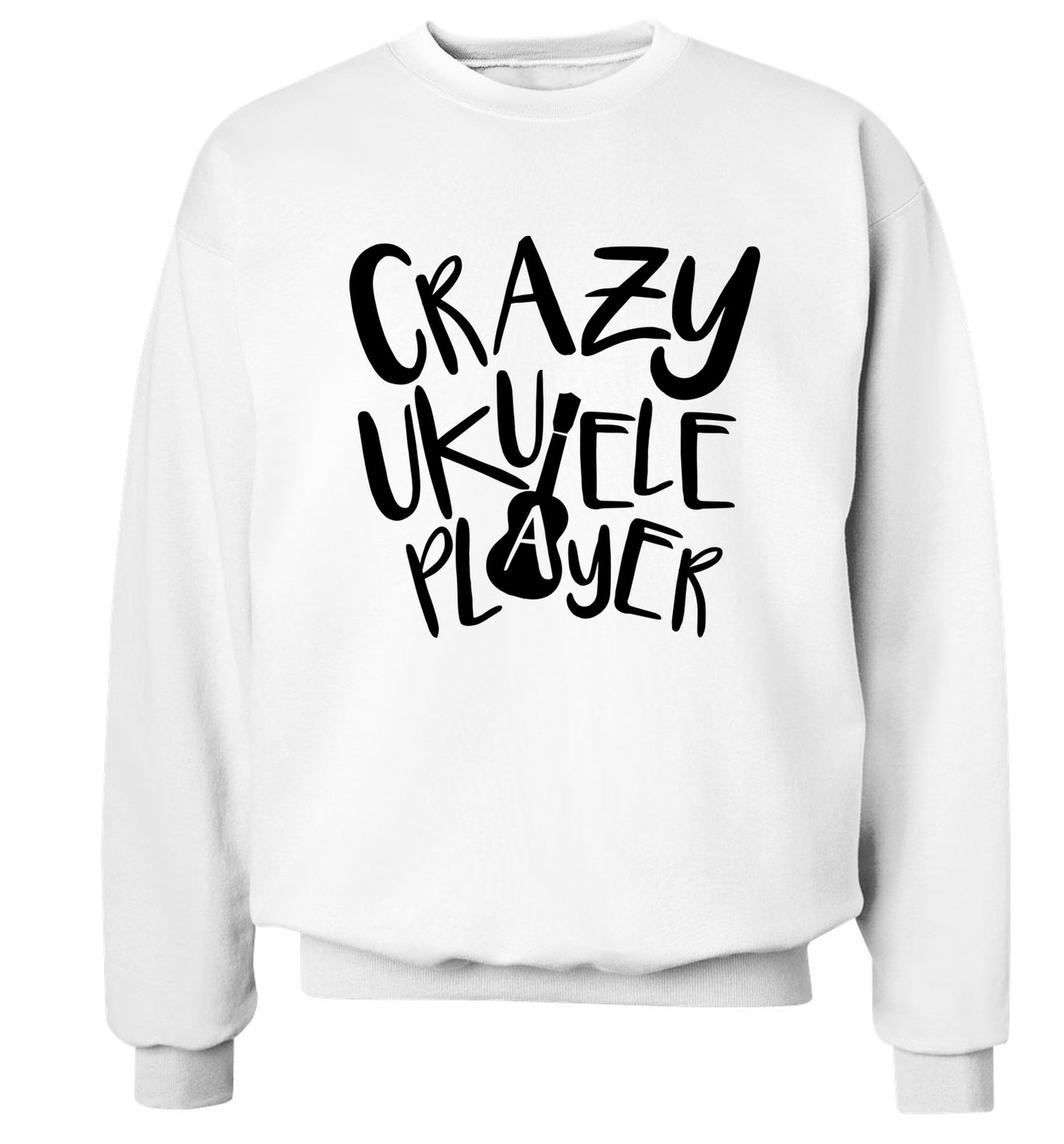 Crazy ukulele player Adult's unisex white Sweater 2XL