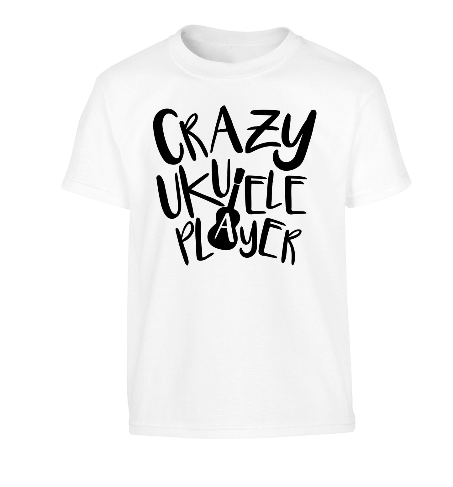 Crazy ukulele player Children's white Tshirt 12-14 Years