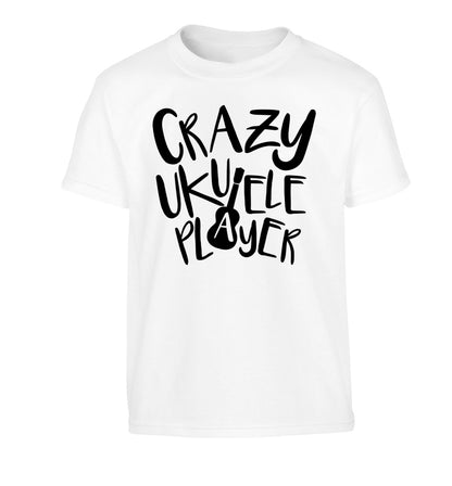 Crazy ukulele player Children's white Tshirt 12-14 Years
