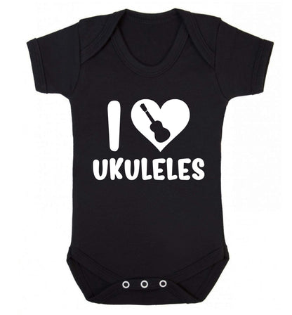 I love ukuleles Baby Vest black 18-24 months