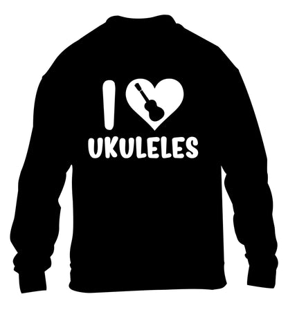 I love ukuleles children's black sweater 12-14 Years