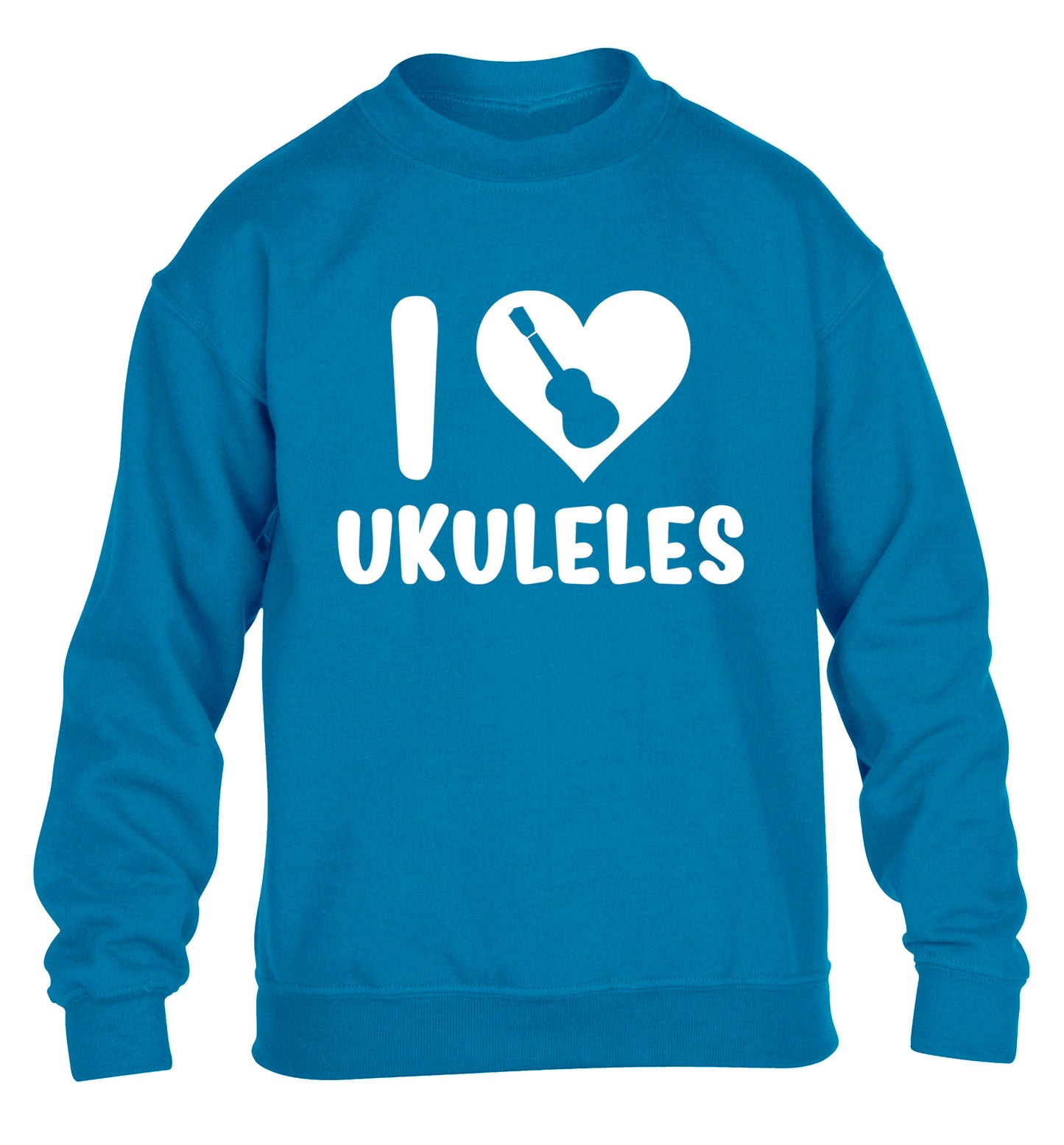 I love ukuleles children's blue sweater 12-14 Years