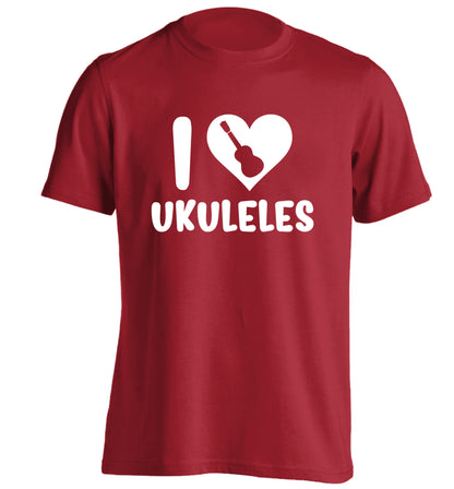 I love ukuleles adults unisex red Tshirt 2XL
