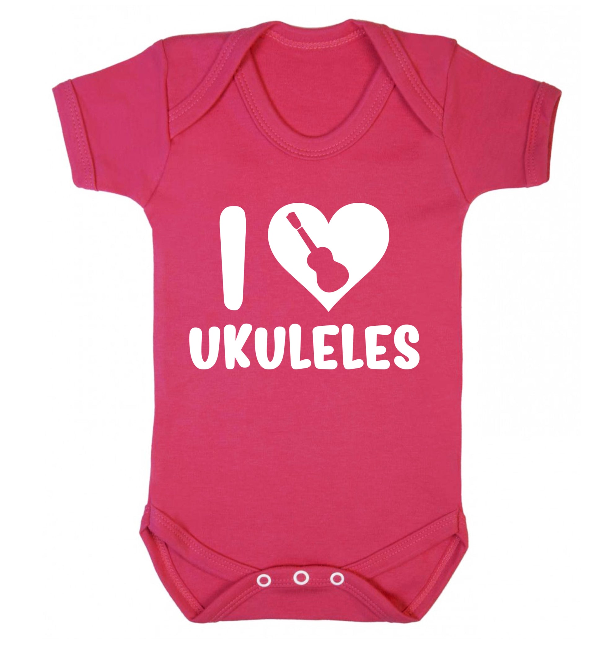 I love ukuleles Baby Vest dark pink 18-24 months