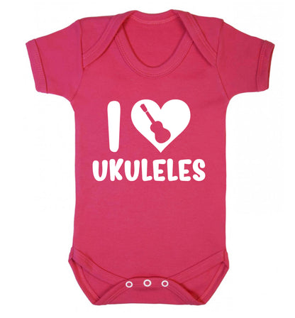 I love ukuleles Baby Vest dark pink 18-24 months