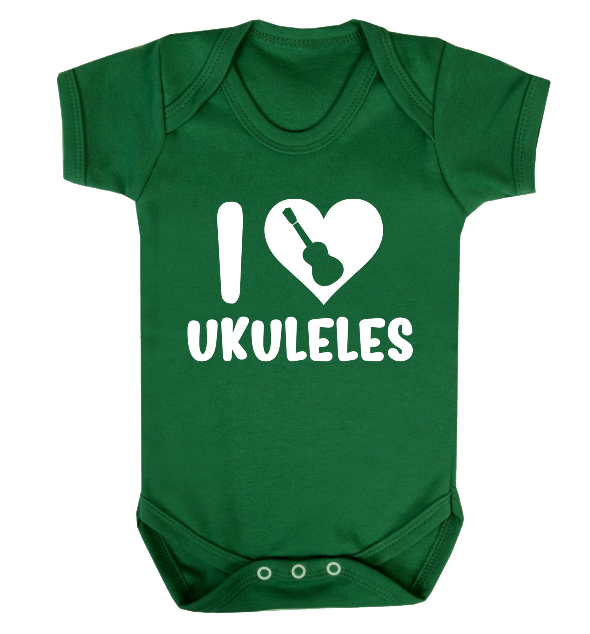 I love ukuleles Baby Vest green 18-24 months