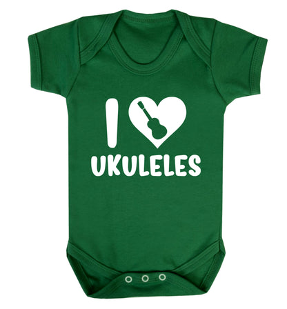I love ukuleles Baby Vest green 18-24 months