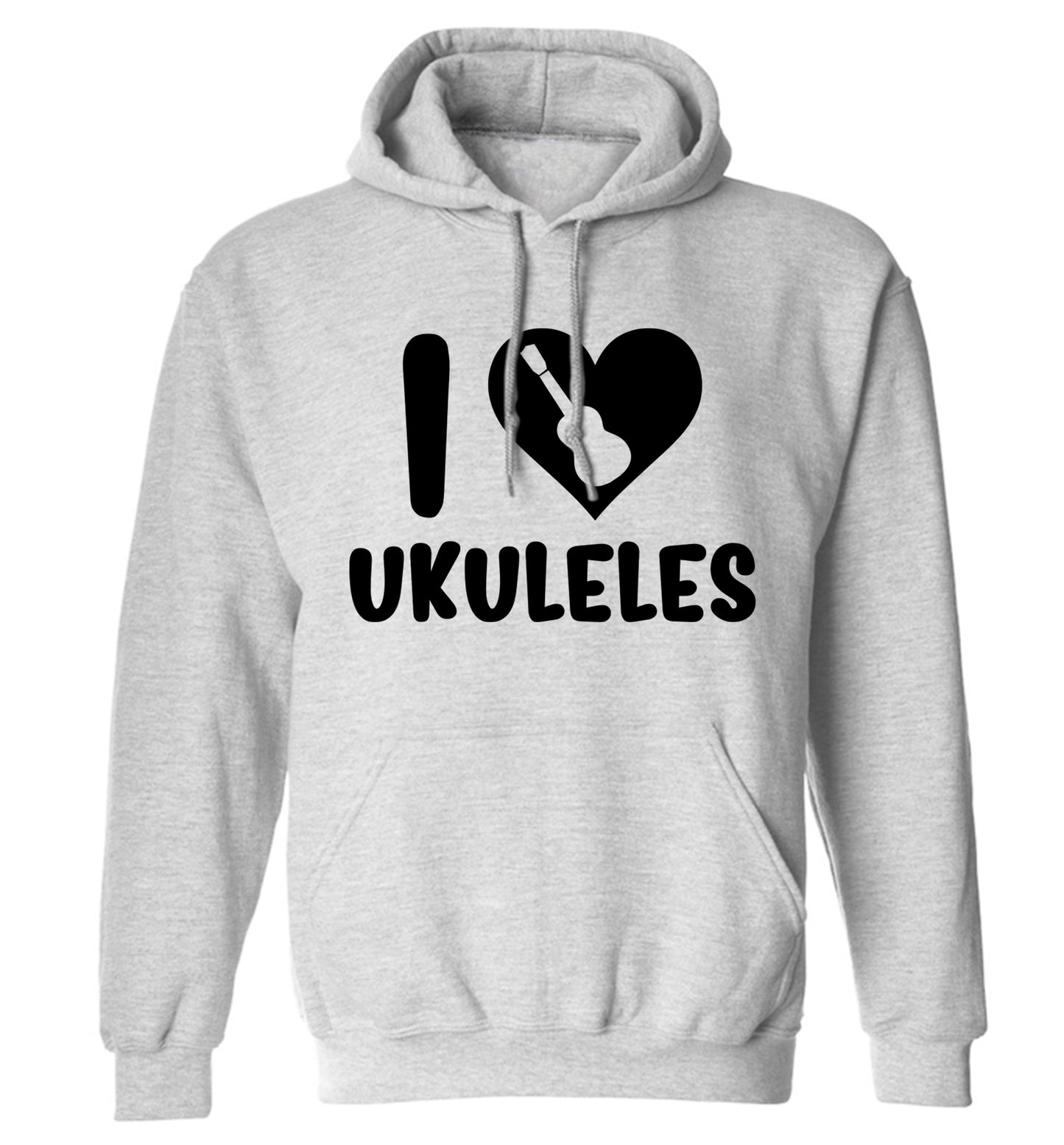 I love ukuleles adults unisex grey hoodie 2XL