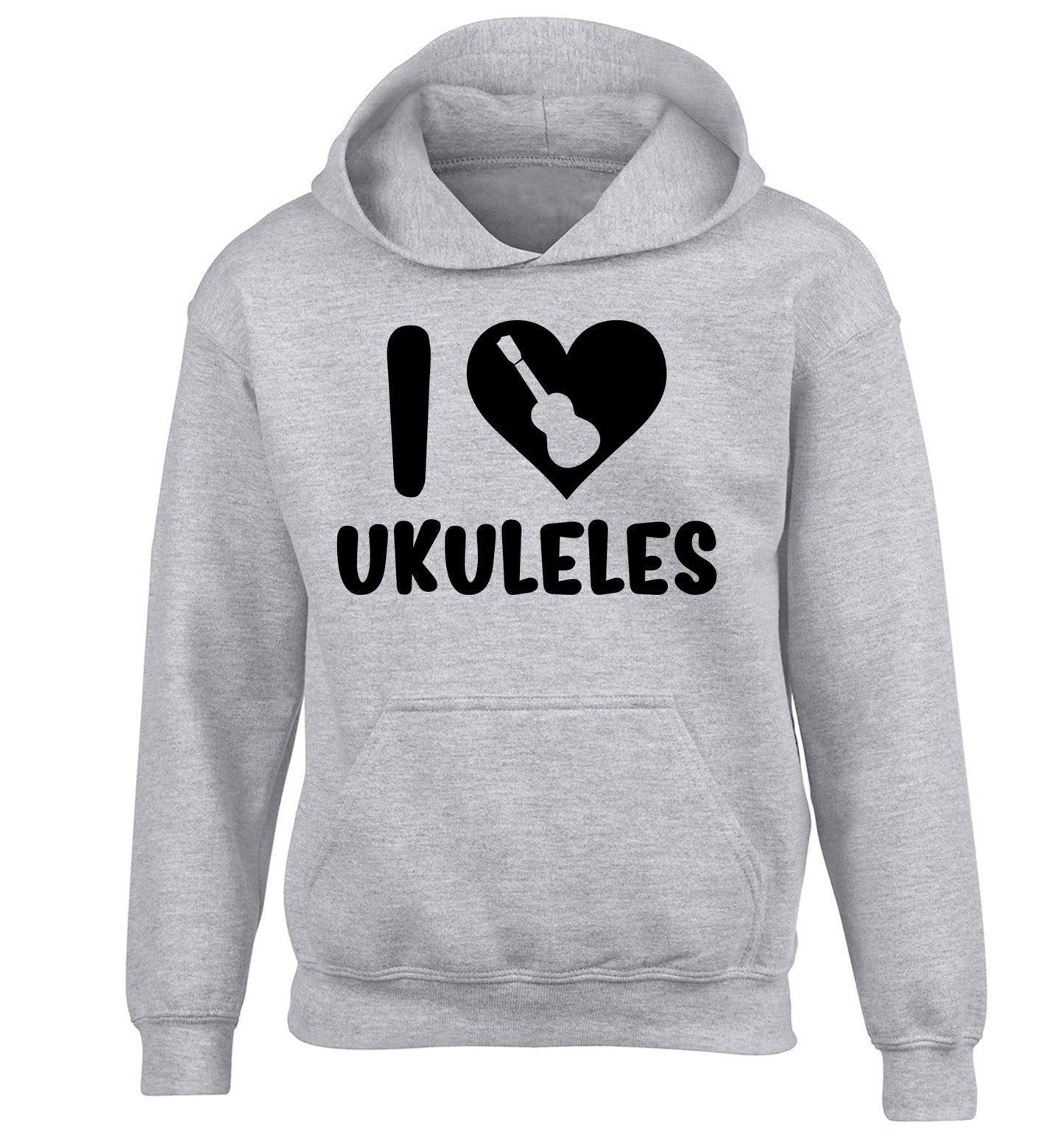 I love ukuleles children's grey hoodie 12-14 Years