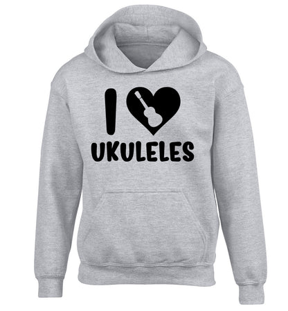 I love ukuleles children's grey hoodie 12-14 Years