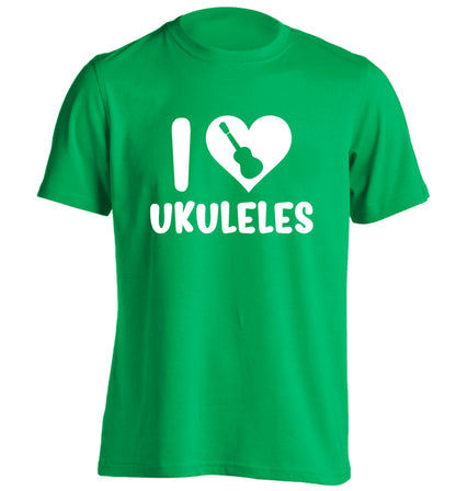 I love ukuleles adults unisex green Tshirt 2XL