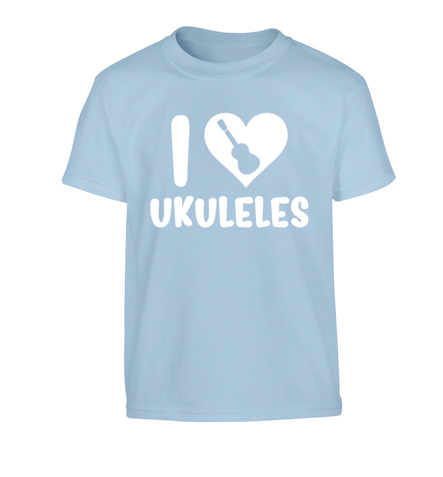 I love ukuleles Children's light blue Tshirt 12-14 Years