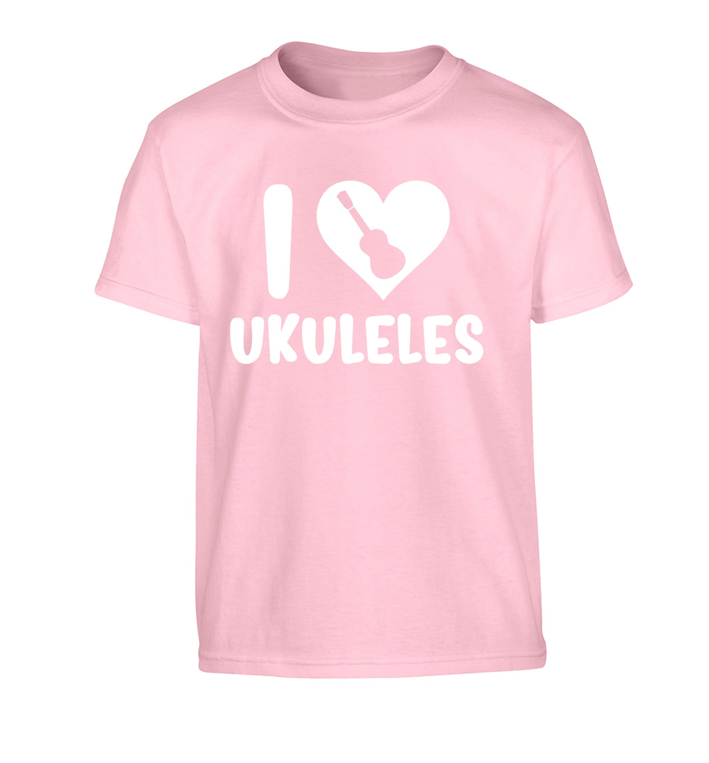 I love ukuleles Children's light pink Tshirt 12-14 Years