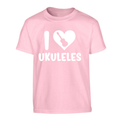 I love ukuleles Children's light pink Tshirt 12-14 Years