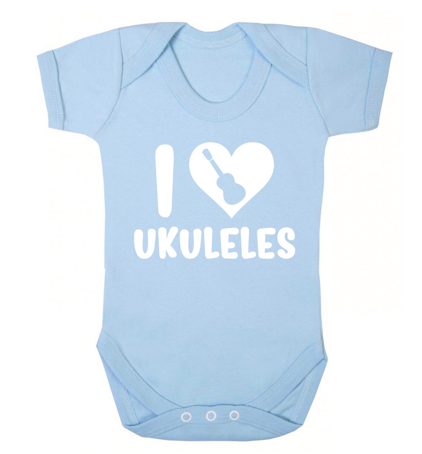 I love ukuleles Baby Vest pale blue 18-24 months