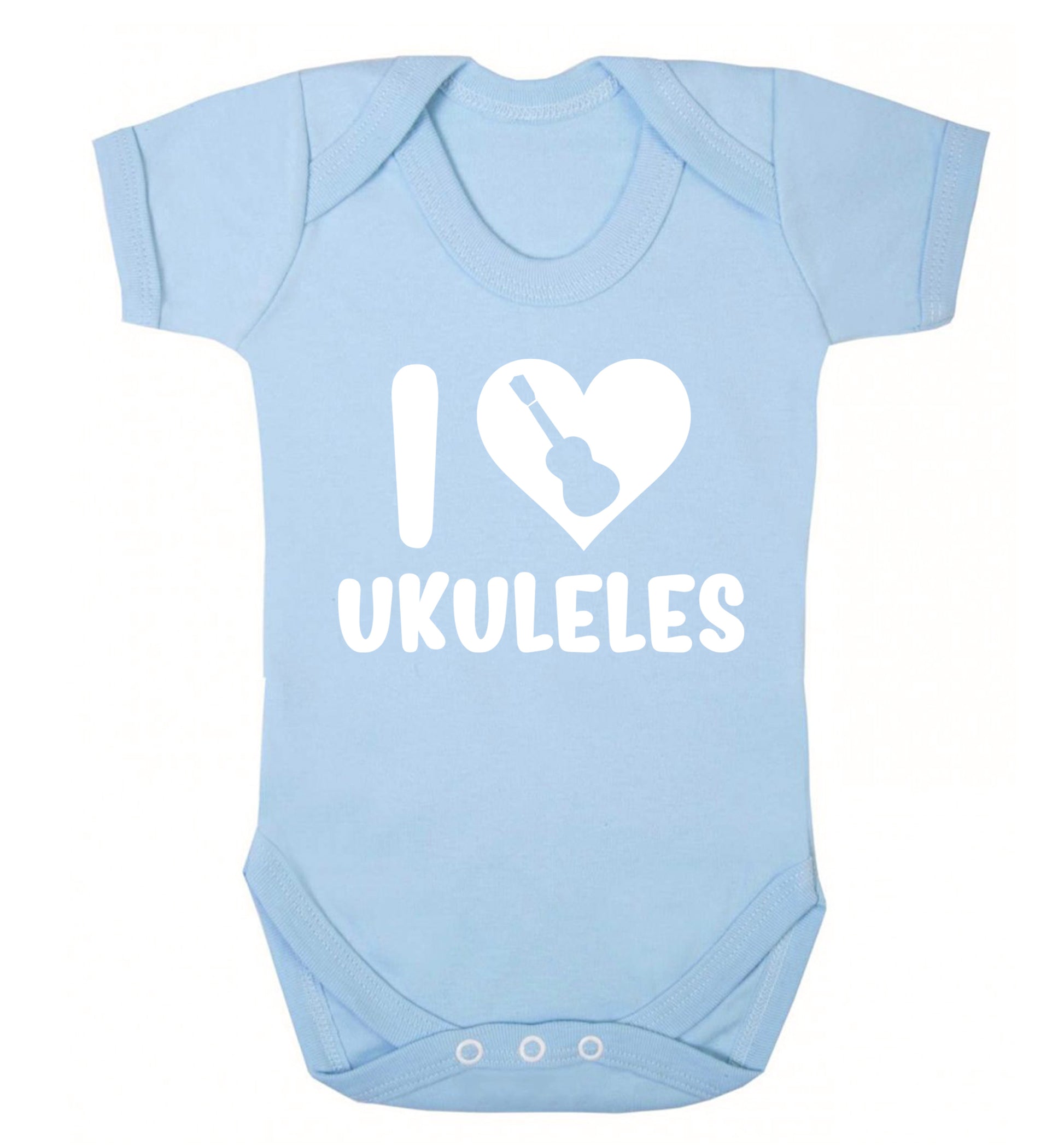I love ukuleles Baby Vest pale blue 18-24 months