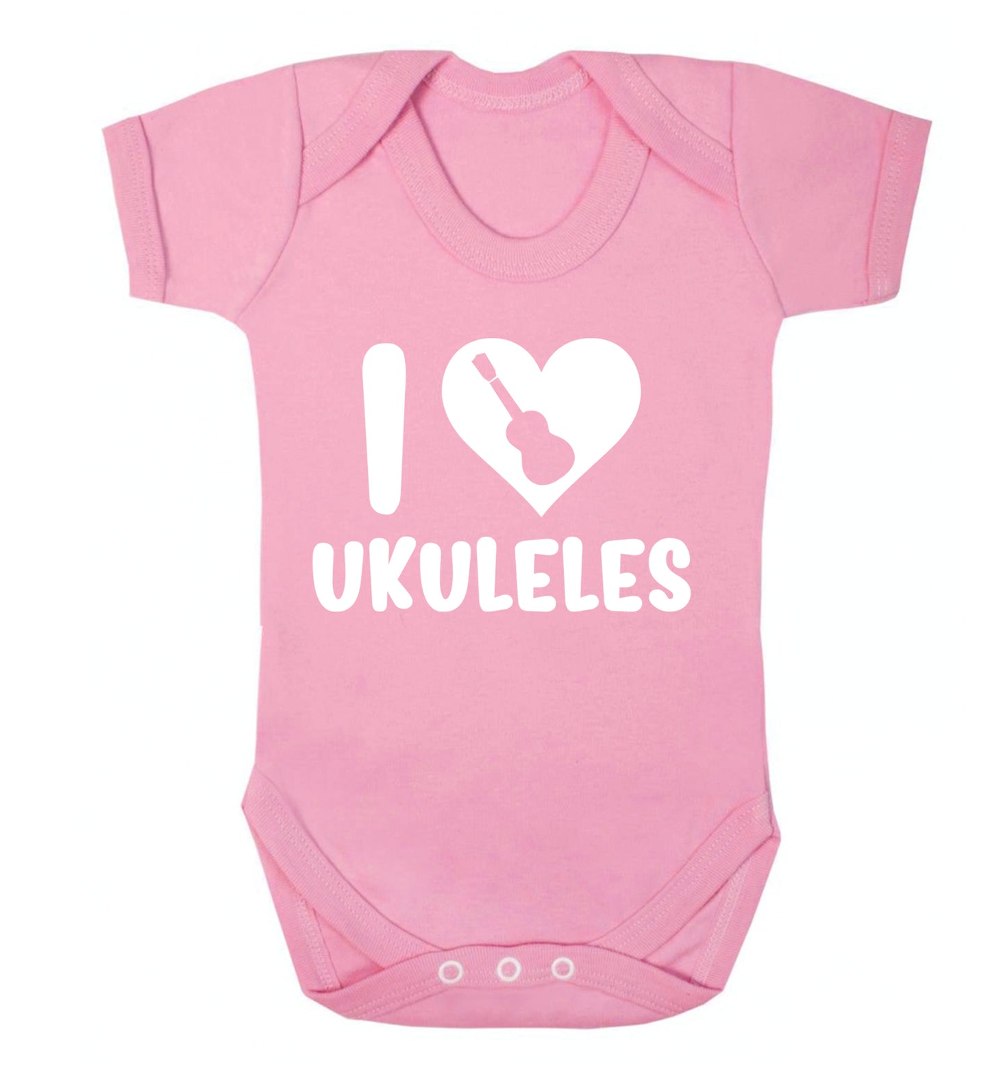 I love ukuleles Baby Vest pale pink 18-24 months