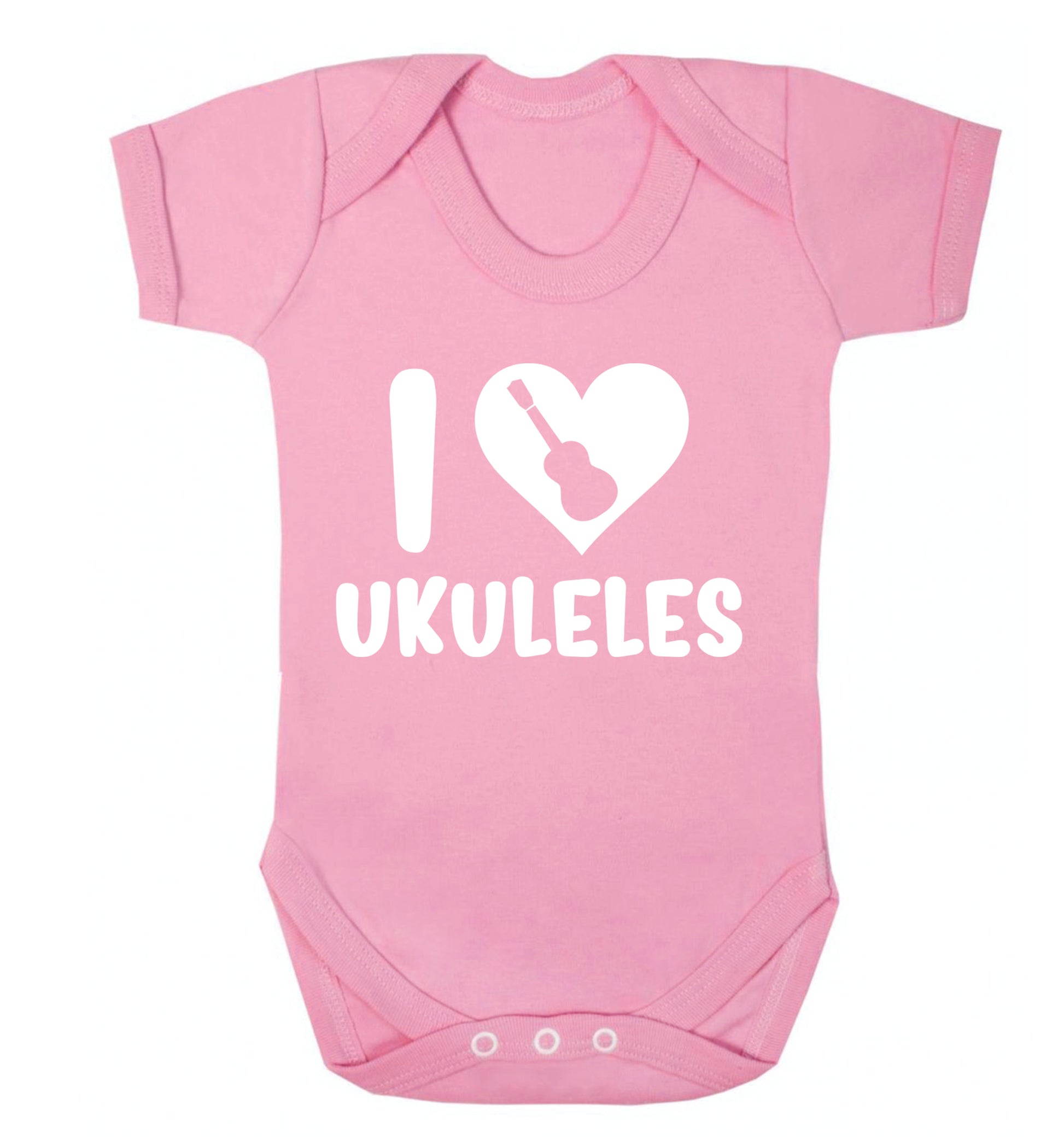 I love ukuleles Baby Vest pale pink 18-24 months