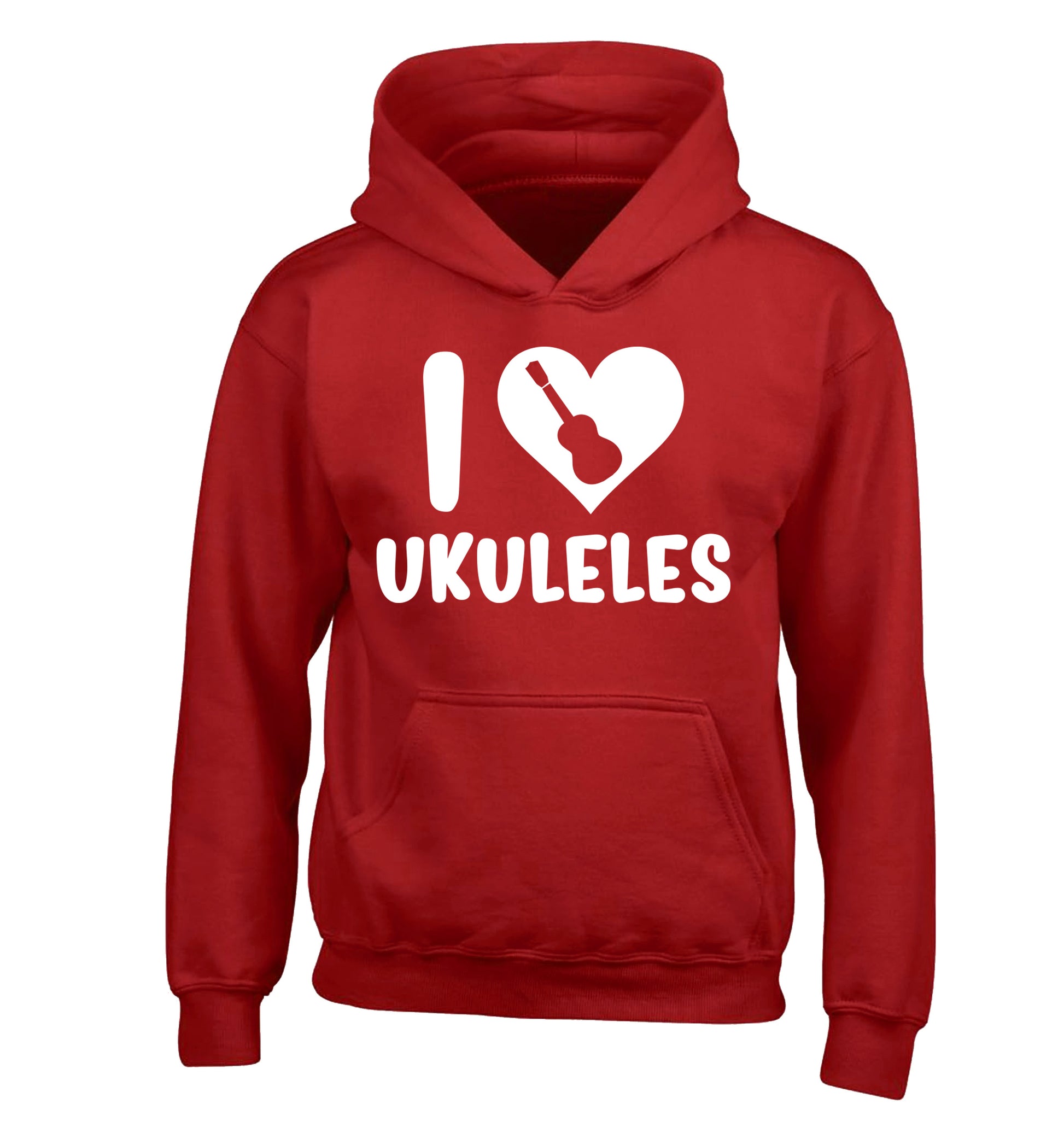 I love ukuleles children's red hoodie 12-14 Years