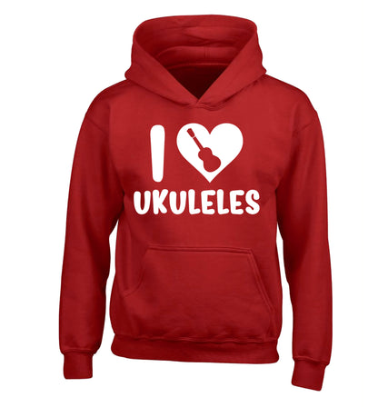 I love ukuleles children's red hoodie 12-14 Years