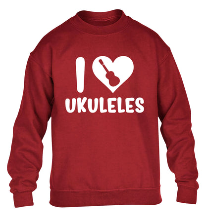 I love ukuleles children's grey sweater 12-14 Years