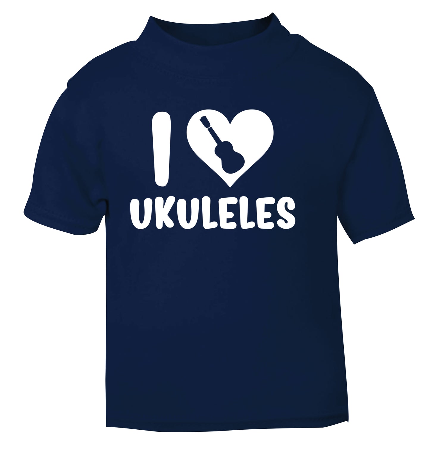 I love ukuleles navy Baby Toddler Tshirt 2 Years