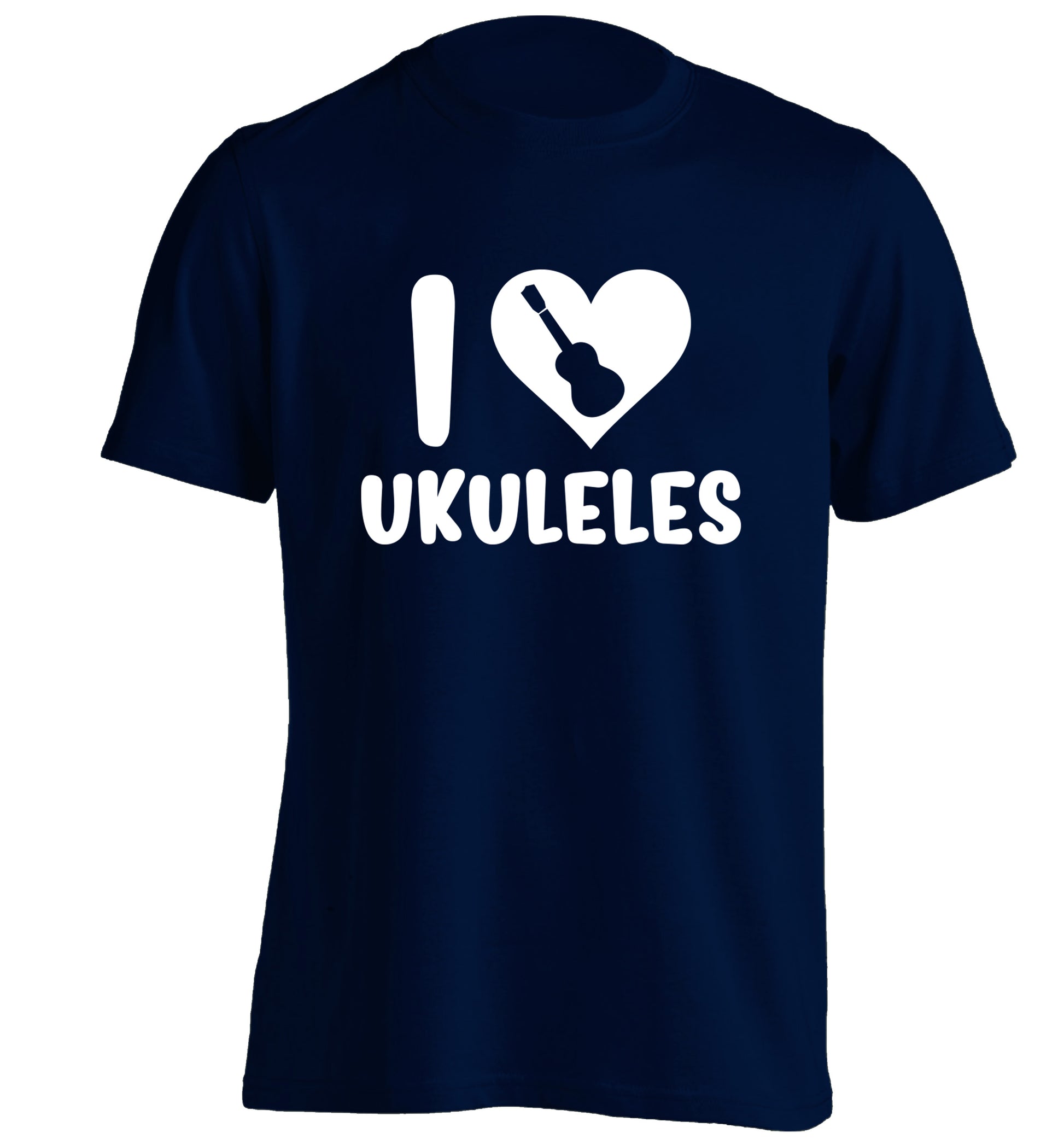 I love ukuleles adults unisex navy Tshirt 2XL