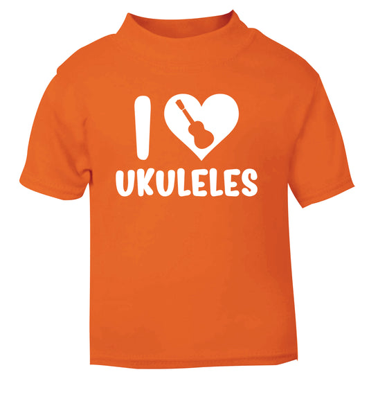 I love ukuleles orange Baby Toddler Tshirt 2 Years