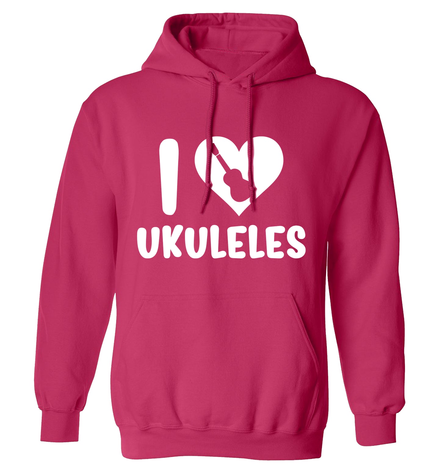 I love ukuleles adults unisex pink hoodie 2XL