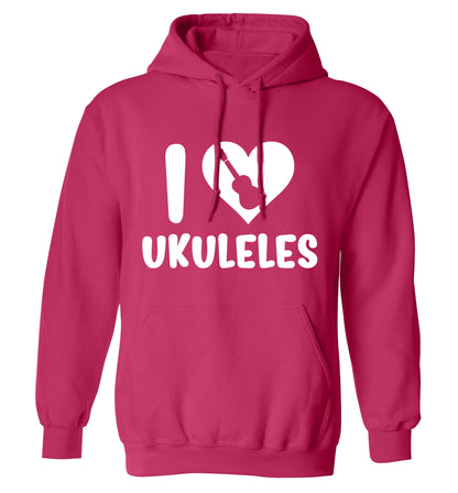 I love ukuleles adults unisex pink hoodie 2XL