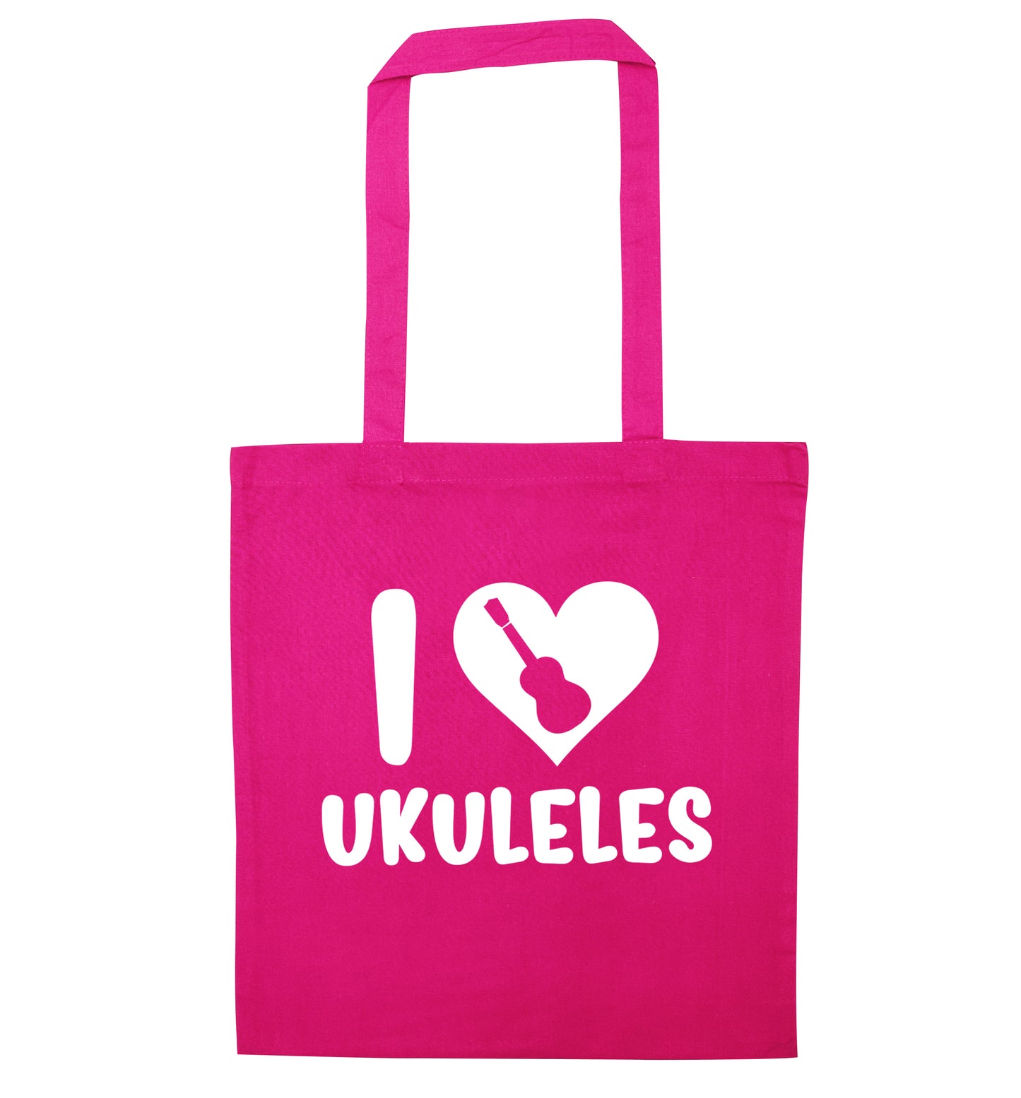 I love ukuleles pink tote bag